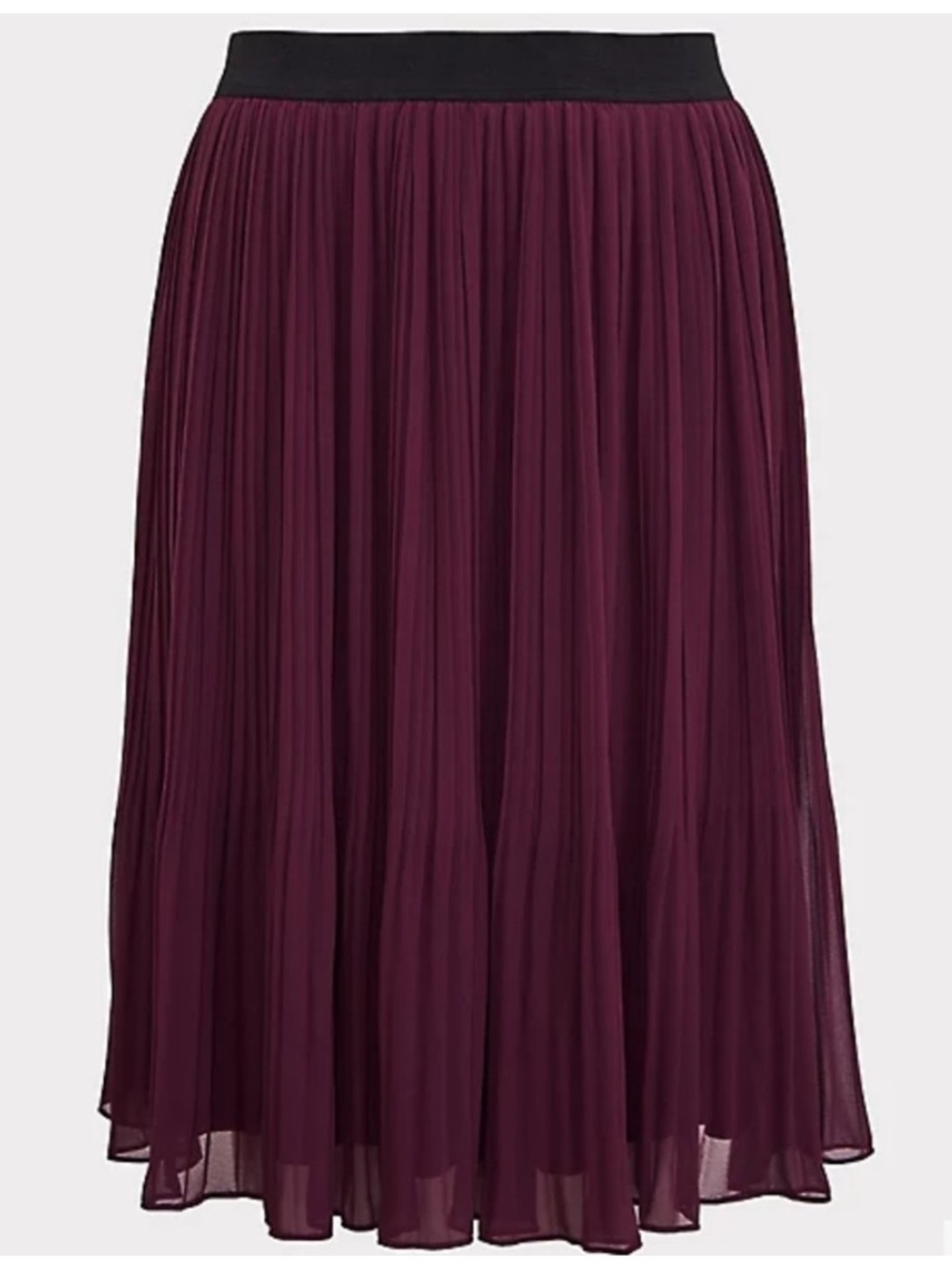 torrid Black Waist Burgundy Pleated Midi Skirt